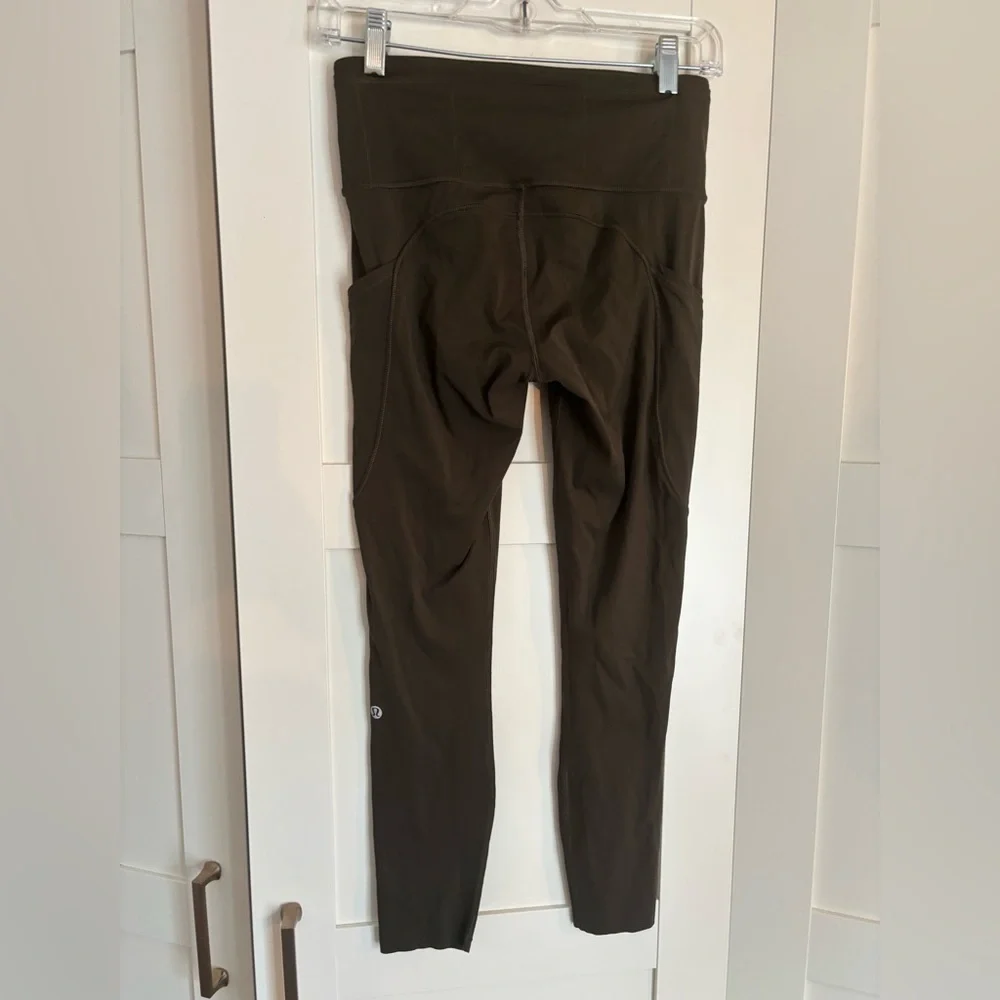 Lululemon Wunder Train High-Waisted Leggings Olive Green Size 6 Athletic Run